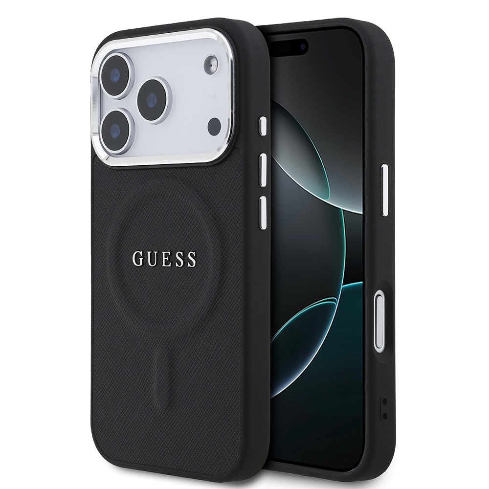 Apple iPhone 17 Pro Kılıf Guess Orjinal Lisanslı M-safe Şarj Özellikli Klasik Yazı Logolu PU Deri Kapak