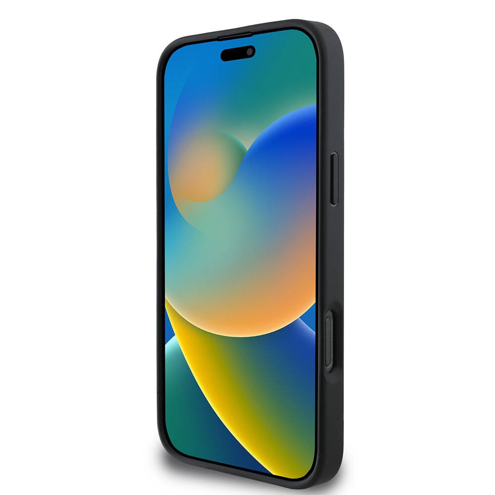 Apple iPhone 16 Pro Max Kılıf Guess Orjinal Lisanslı M-safe Şarj Özellikli Yazı Logolu Saffiano Classic Kapak