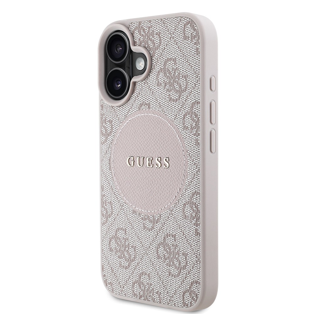 Apple iPhone 16 Kılıf Guess Orjinal Lisanslı M-safe Şarj Özellikli Yazı Logolu Circle Classic Kapak