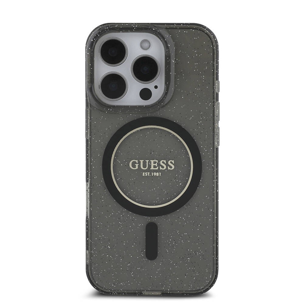 Apple iPhone 16 Pro Kılıf Guess Orjinal Lisanslı M-safe Şarj Özellikli Simli Silikon İnci Bileklikli Kapak