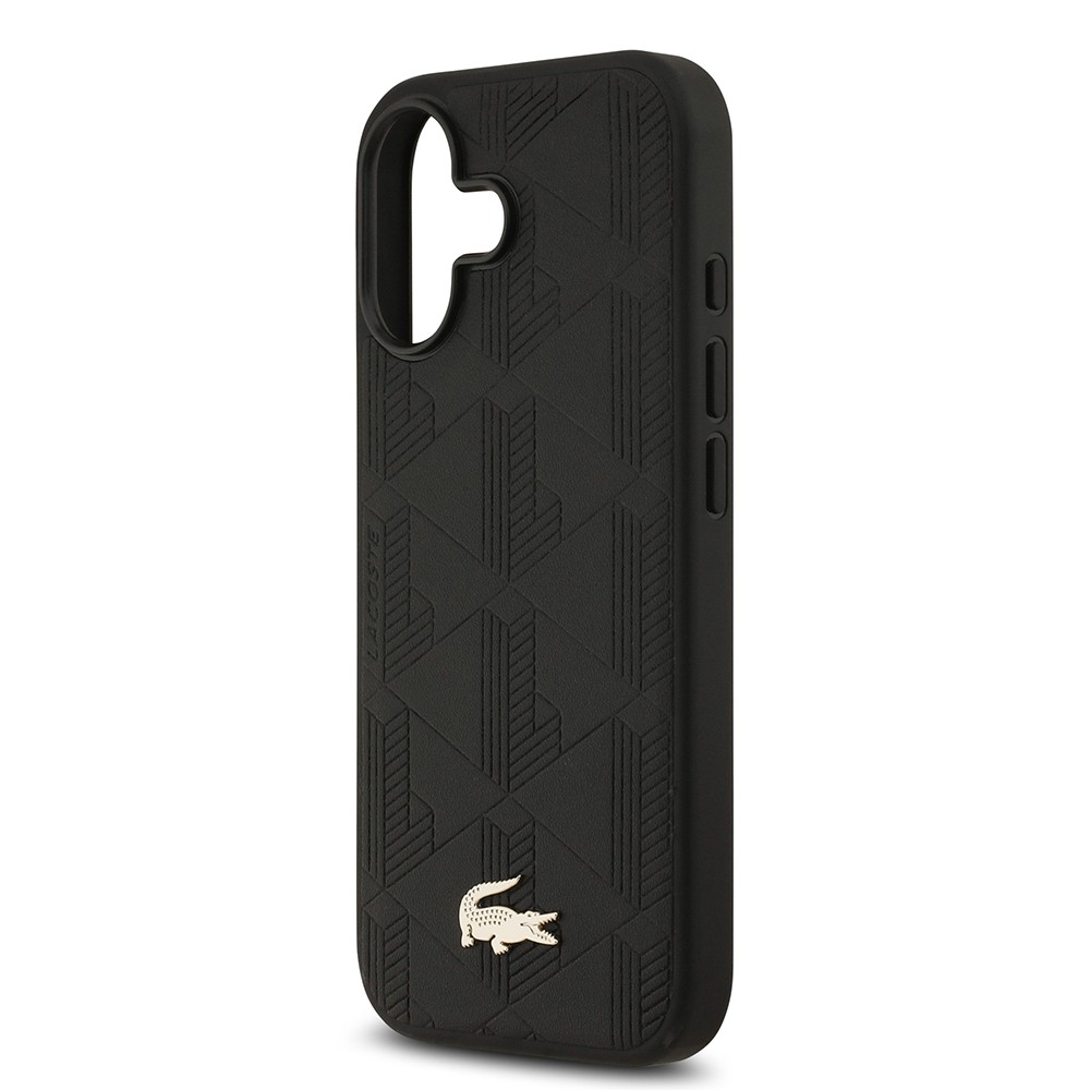 Apple iPhone 17 Kılıf Lacoste Orjinal Lisanslı M-safe Şarj Özellikli PU Deri Tasarımlı Karışık Monogram Desenli Kapak