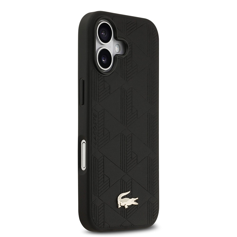 Apple iPhone 17 Kılıf Lacoste Orjinal Lisanslı M-safe Şarj Özellikli PU Deri Tasarımlı Karışık Monogram Desenli Kapak