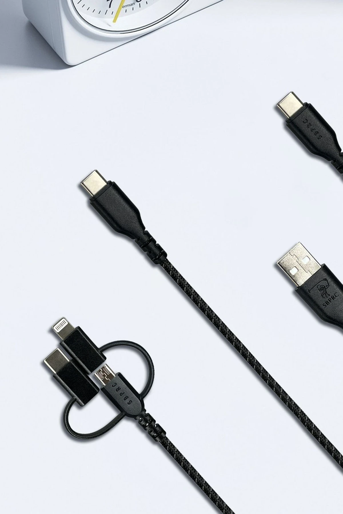 Santa Barbara Polo Racquet Club Basil 3in1 USB to Type-C Lightning ve Micro Çıkışlı Data Şarj Kablosu