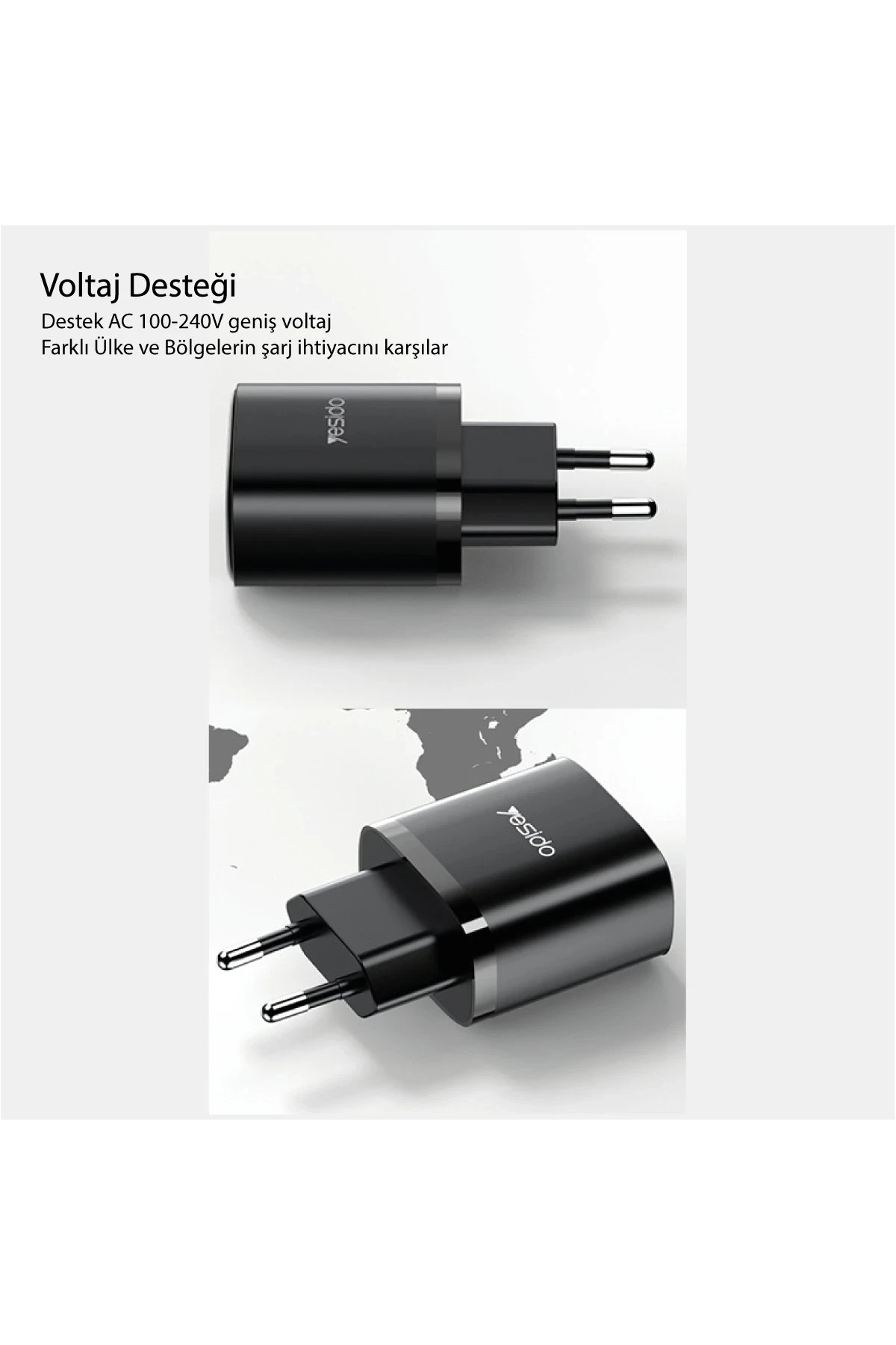 Yesido YC54 2 Adet 20W Type-C Çıkışlı ve 1M 27W Type-C to Lightning Kablolu PD Şarj Cihazı