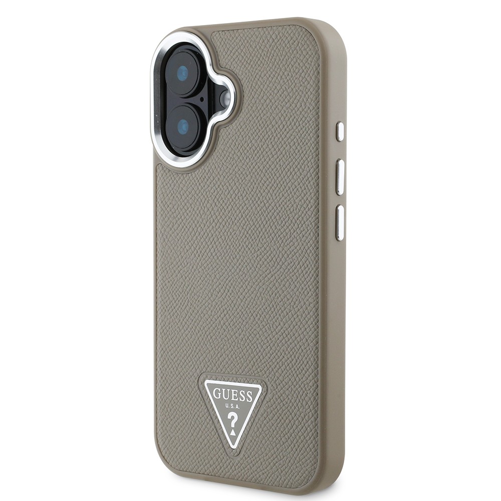 Apple iPhone 16 Plus Kılıf Guess Orjinal Lisanslı M-safe Şarj Özellikli Grained Triangle Kapak