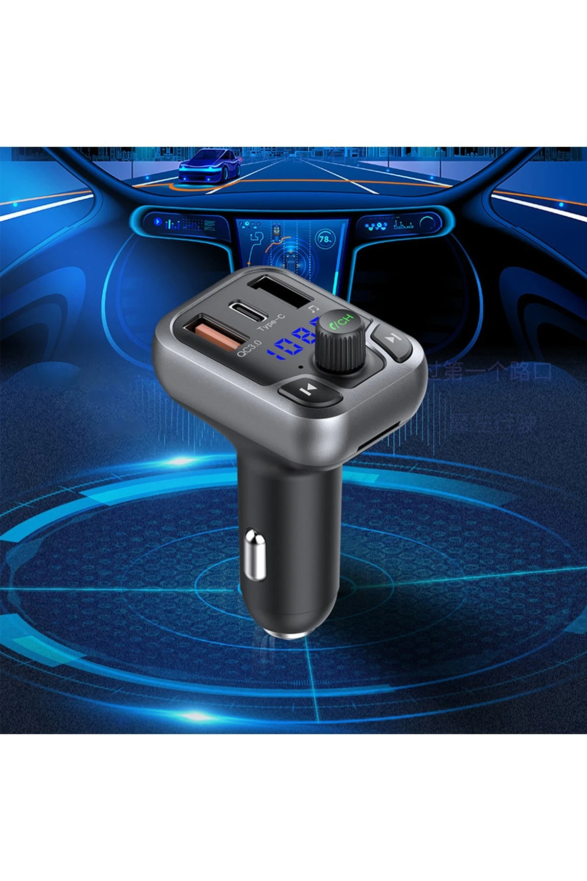 Earldom M63 Bluetooth USB3.0 ve Type C PD Hızlı Şarj FM Transmitter