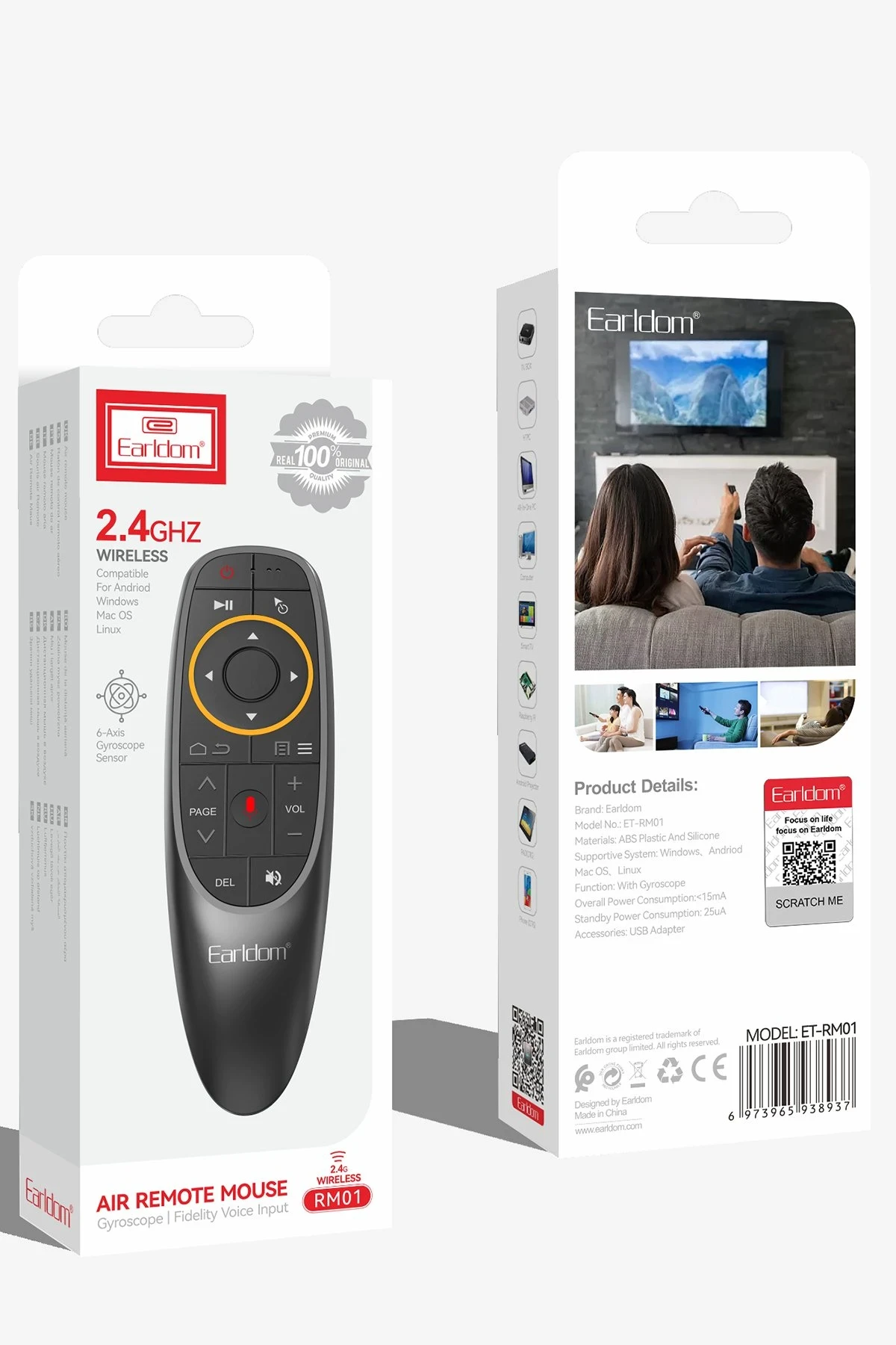 Earldom RM01 Sesli Komut ve Fare Özellikli Kablosuz 2.4G Kumanda