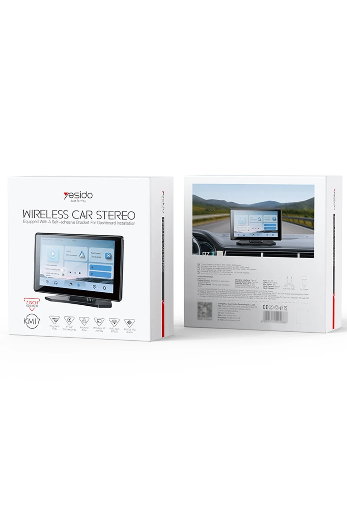 Yesido KM17 7inç BT 5.0 Wifi FM Aux AirPlay ve Android Auto Destekli CarPlay