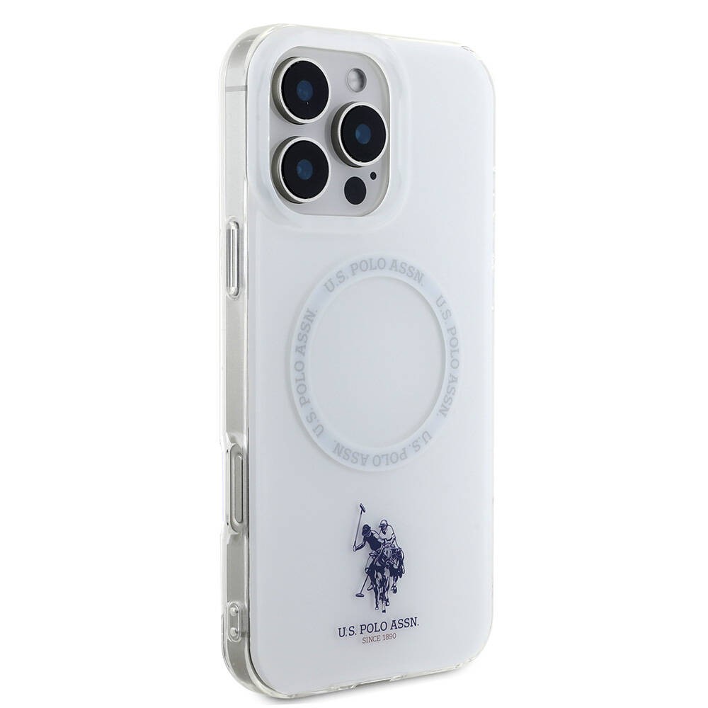 Apple iPhone 16 Pro Kılıf U.S. Polo Assn. Orjinal Lisanslı M-safe Şarj Özellikli IML Double Horse Logolu Ring Kapak