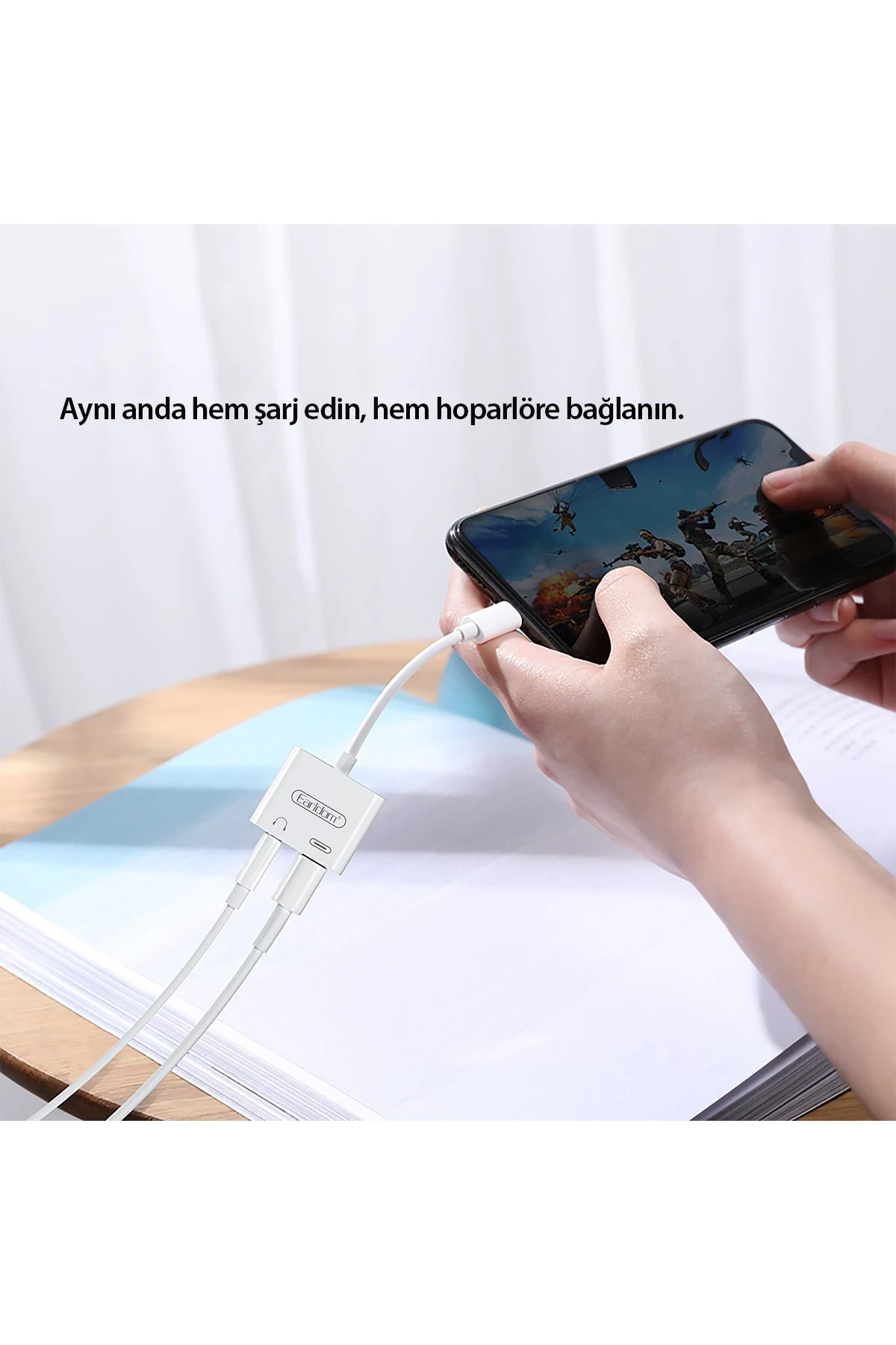 Earldom OT46 Tak Çalıştır Lightning to 2in1 Type-C ve Aux Dönüştürücü