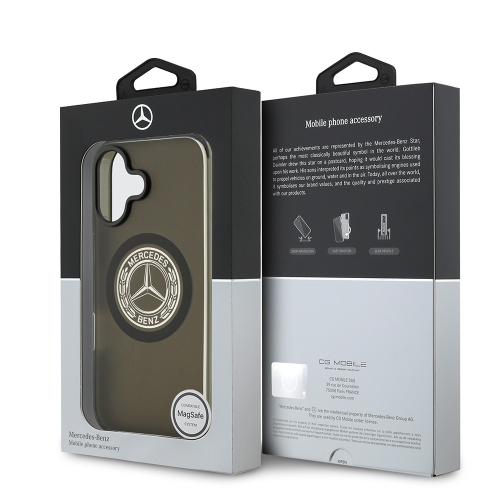 Apple iPhone 17 Kılıf Mercedes Benz Orjinal Lisanslı M-safe Şarj Özellikli Buzlu PC Nostaljik Yıldız Dizayn Kapak