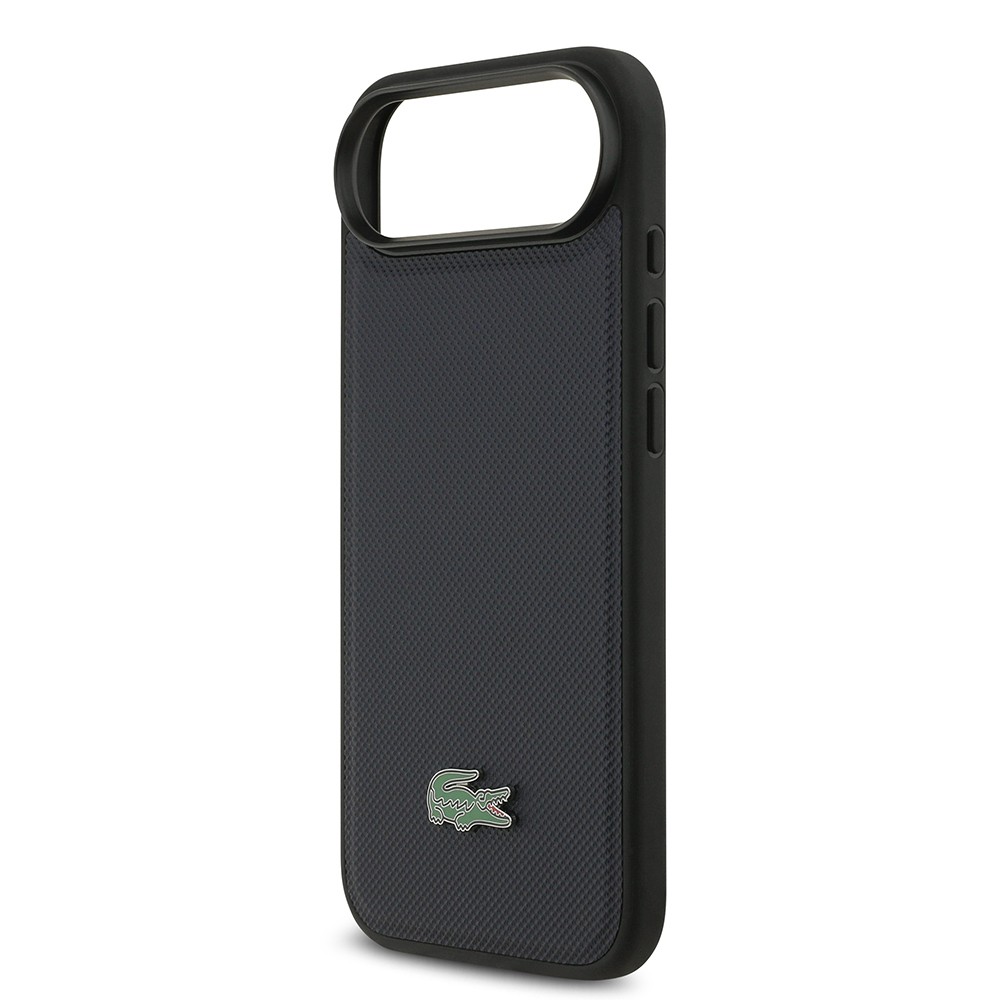 Apple iPhone 17 Air Kılıf Lacoste Orjinal Lisanslı M-safe Şarj Özellikli PU Pike Desenli Metal Logolu Kartlıklı Kapak