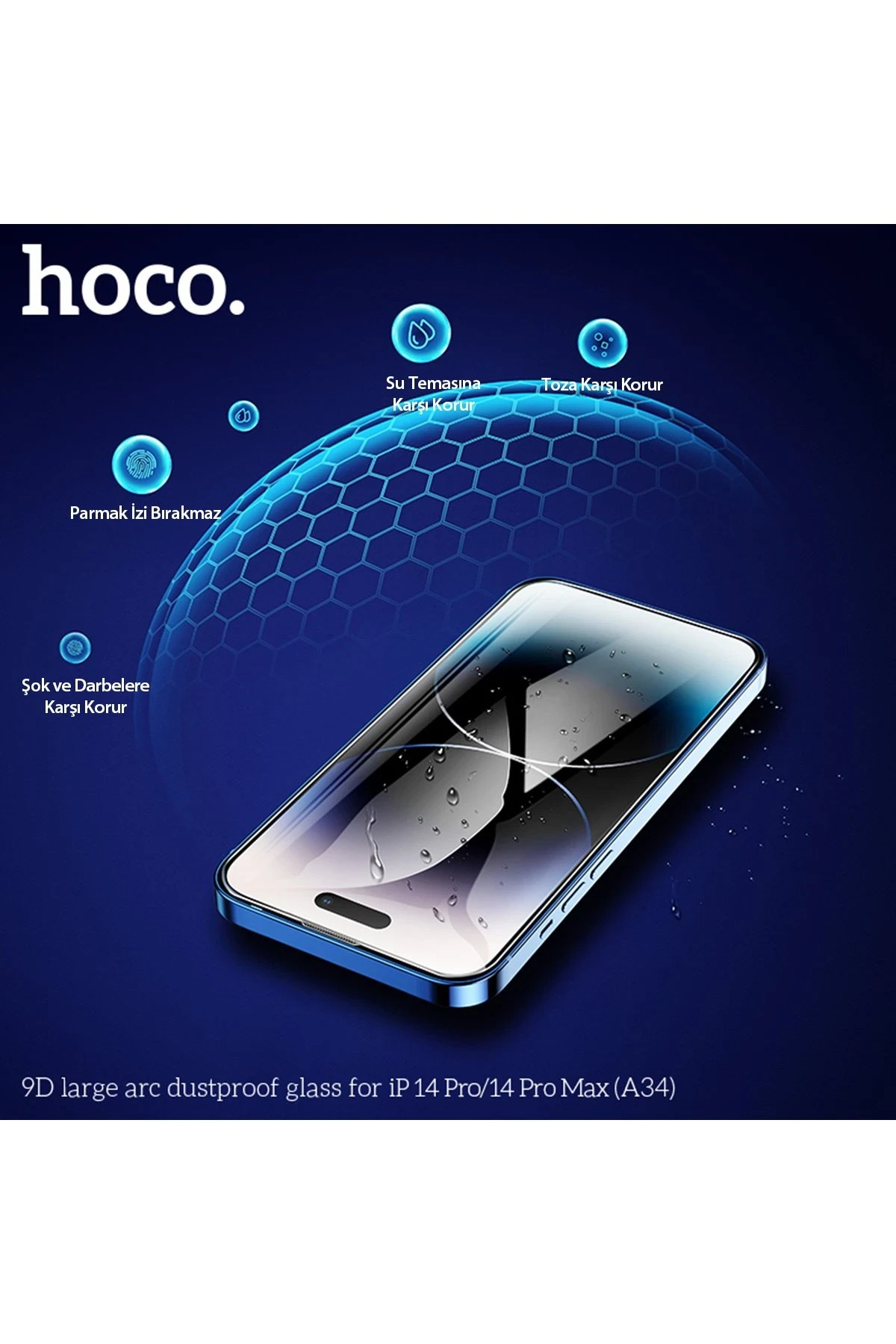Hoco. iPhone 14 Pro 9D Dustproof Cam Ekran Koruyucu