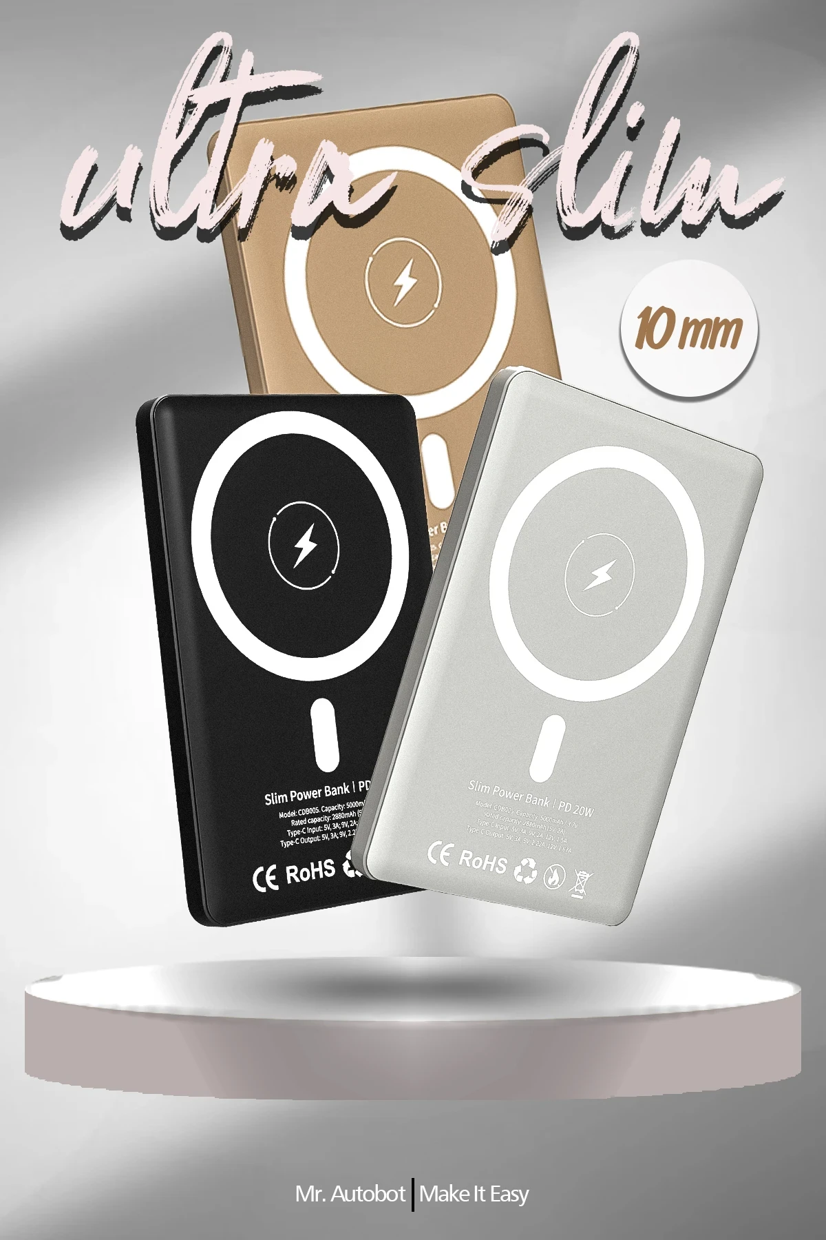 URR CDB005 5.000 mAh 20W Type-C 15W Kablosuz Şarj Magsafe UltraSlim PD Powerbank