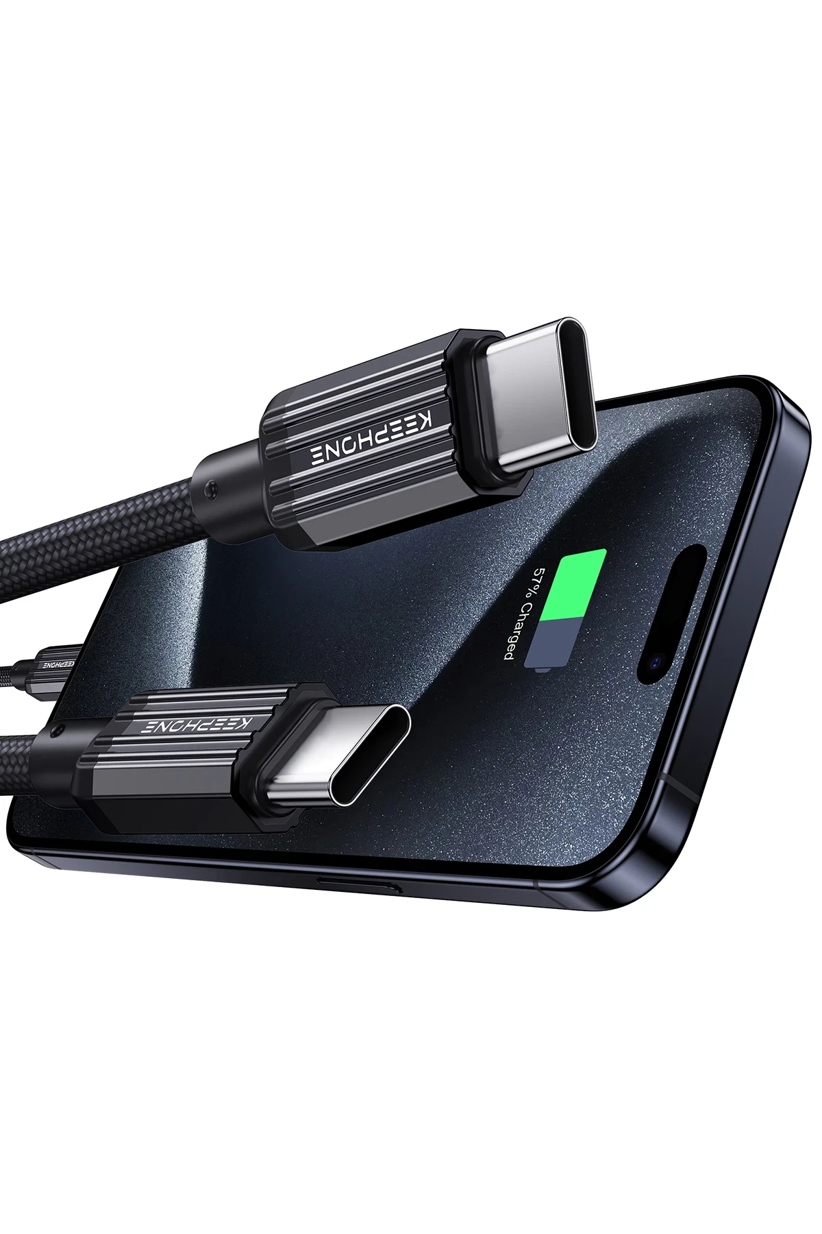 Keephone Pitta 1.2M 27W Örgülü Type-C to Lightning PD Hızlı Şarj Data Kablosu