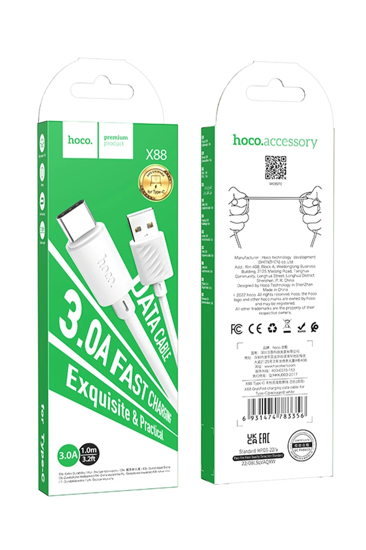 Hoco. X88 1M USB to Type-C Şarj Data Kablosu