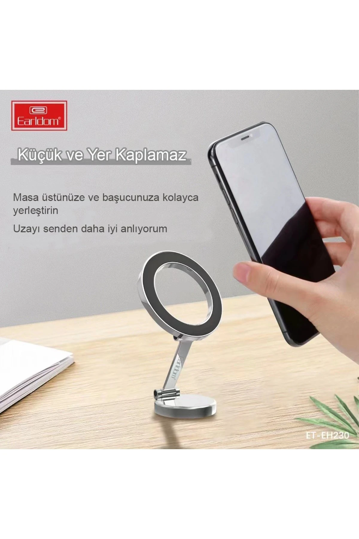 Earldom EH230 360 Derece Ayarlanabilen Yapışkanlı Manyetik Magsafe Araç Tutucu