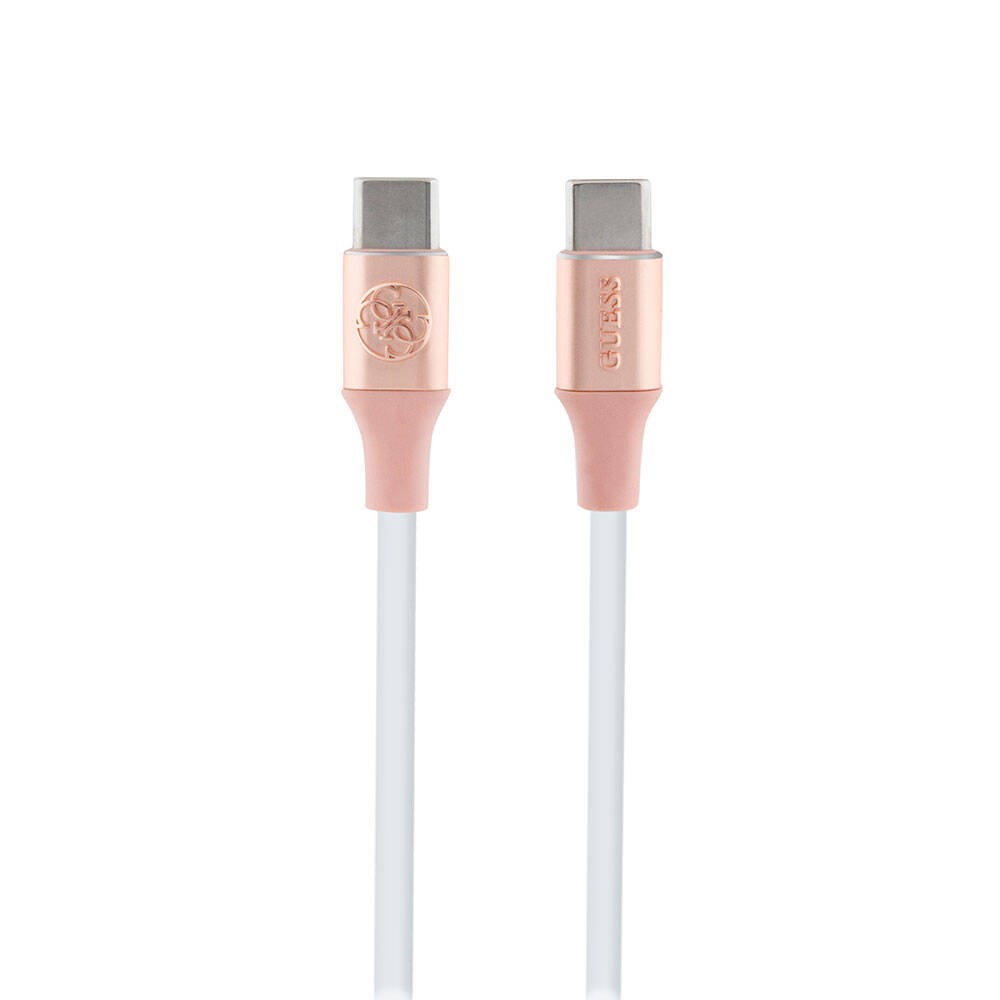 Guess Orjinal Lisanslı 4G ve Yazı Logolu Aydınlatmalı Kablo Ucu Hızlı Şarj Özellikli Type-C To Type-C PD Kablo 3A 1.5m
