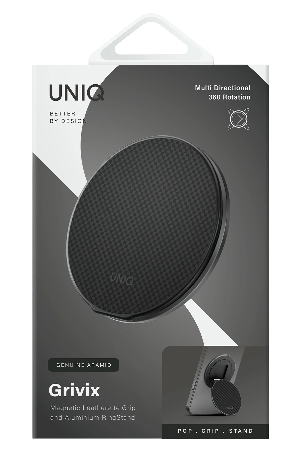 Uniq Grivix Premium 360 Manyetik Magsafe Kickstand Yüzük - Karbon