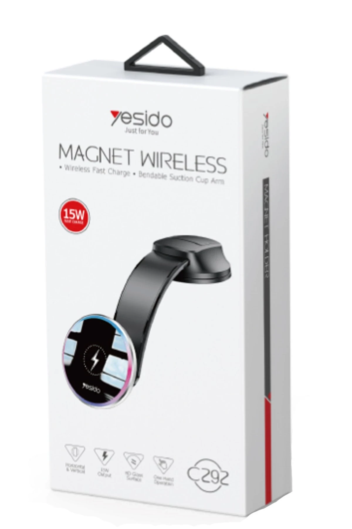 Yesido C292 Yapışkanlı 360 Derece Ayarlanabilir 15W Kablosuz Şarjlı Manyetik Magsafe Araç Tutucu