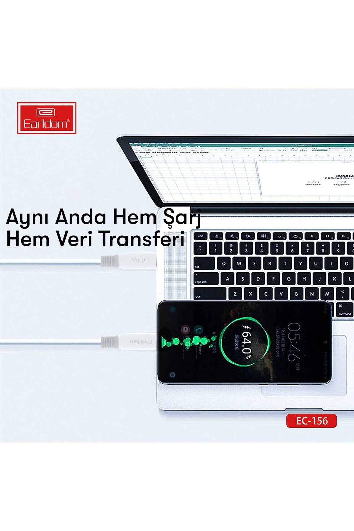Earldom EC-156i PD 30W Type-C to Lightning 2m Hızlı Şarj Kablosu