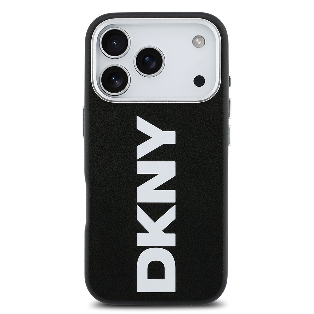 Apple iPhone 17 Pro Kılıf DKNY Orjinal Lisanslı M-safe Şarj Özellikli PU Büyük Dikey Logolu Kapak