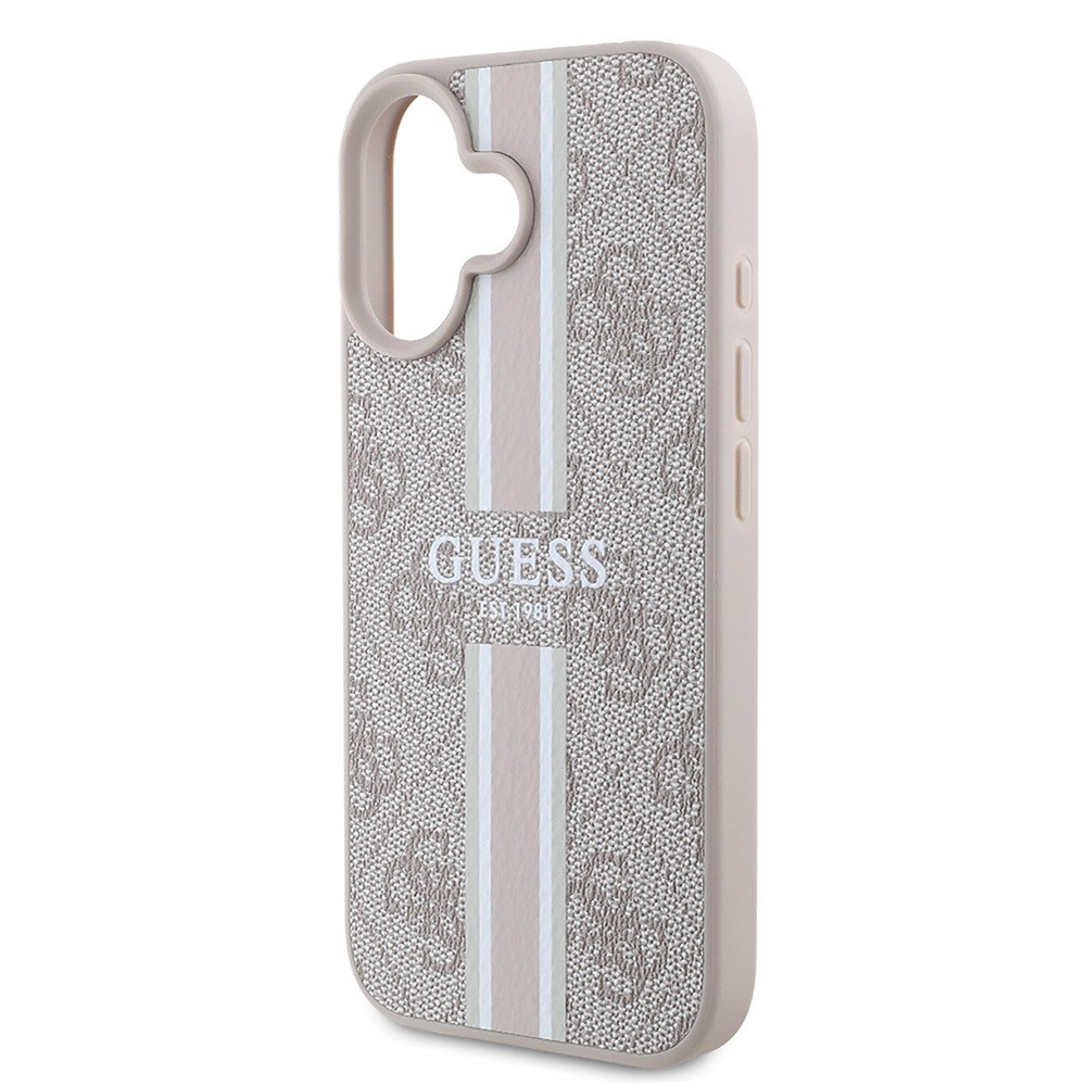 Apple iPhone 16 Kılıf Guess Orjinal Lisanslı M-safe Şarj Özellikli 4G Şerit Tasarımlı Printed Kapak