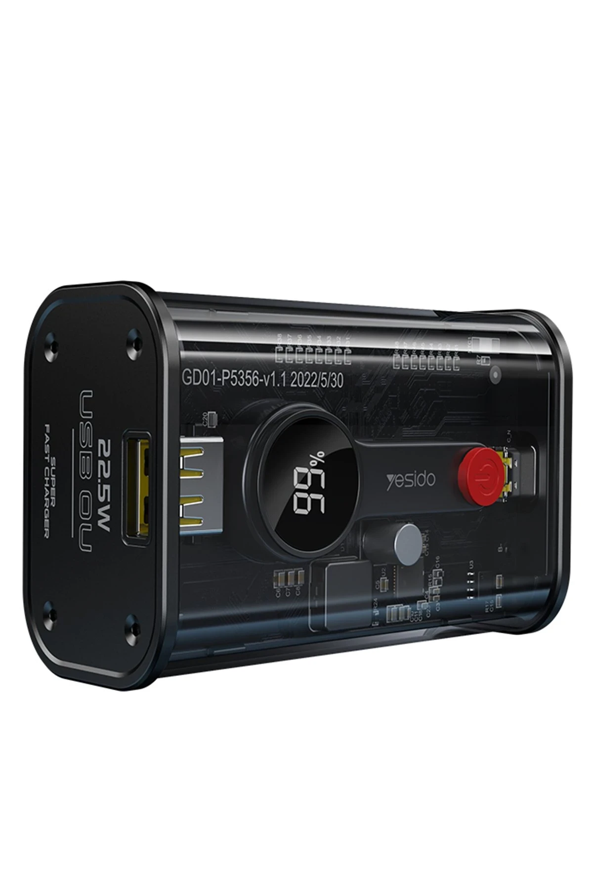 Yesido YP35 10.000 mAh USB3.0 PD Hızlı Şarj Powerbank - Şeffaf