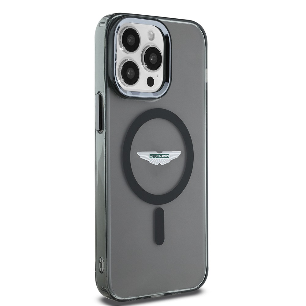 Apple iPhone 14 Pro Max Kılıf Aston Martin Orjinal Lisanslı M-safe Şarj Özellikli IML Baskı Logolu Metal Düğmeli Kapak