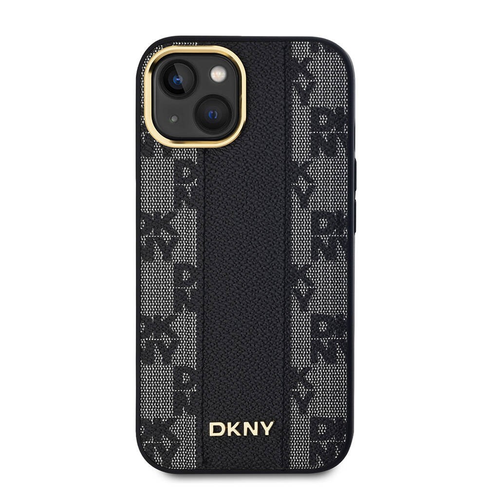 Apple iPhone 15 Kılıf DKNY Orjinal Lisanslı M-safe Şarj Özellikli 3D Yazılı Checkered Pattern Kapak