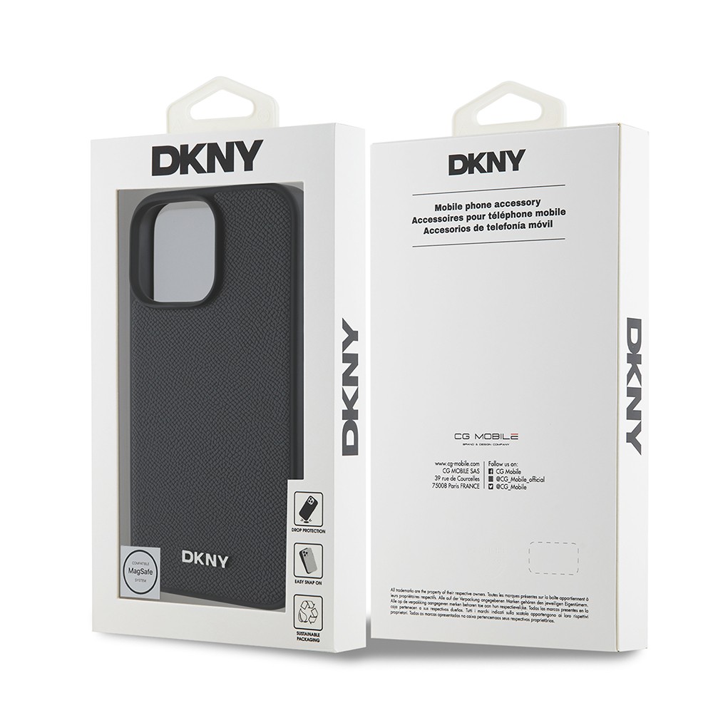 Apple iPhone 16 Pro Kılıf DKNY Orjinal Lisanslı M-safe Şarj Özellikli Metal Logolu PU Deri Grained Kapak