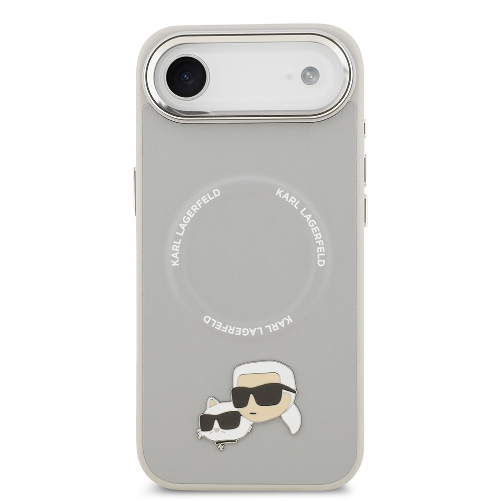 Apple iPhone 17 Air Kılıf Karl Lagerfeld Orjinal Lisanslı M-safe Şarj Özellikli Metal Kamera ve Buton Tasarımlı K&C PU Deri Kapak