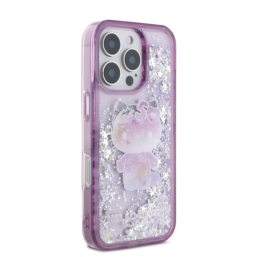 Apple iPhone 16 Pro Case Hello Kitty Original Licensed Liquid Silvery 50th Anniversary Party Cover