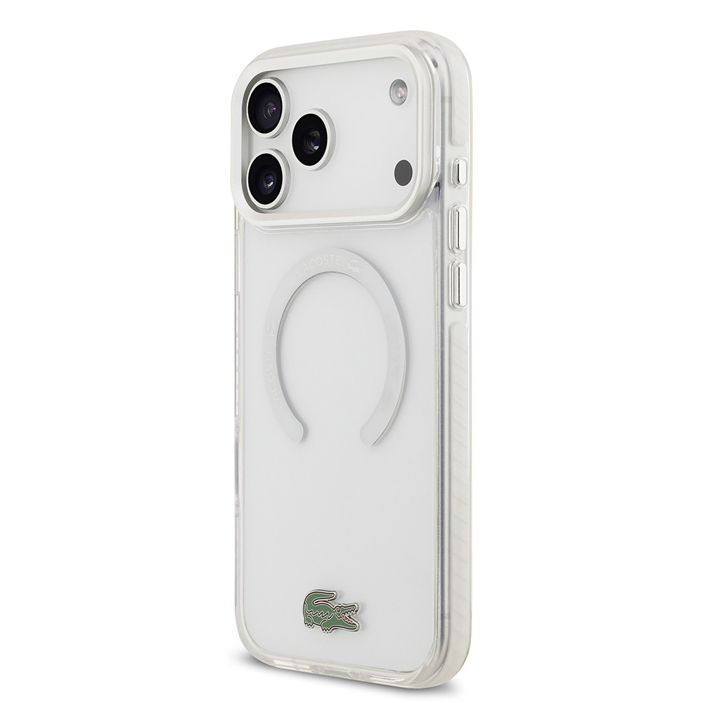 Apple iPhone 17 Pro Max Kılıf Lacoste Orjinal Lisanslı M-safe Şarj Özellikli İkonik Timsah Logolu Buzlu Kapak