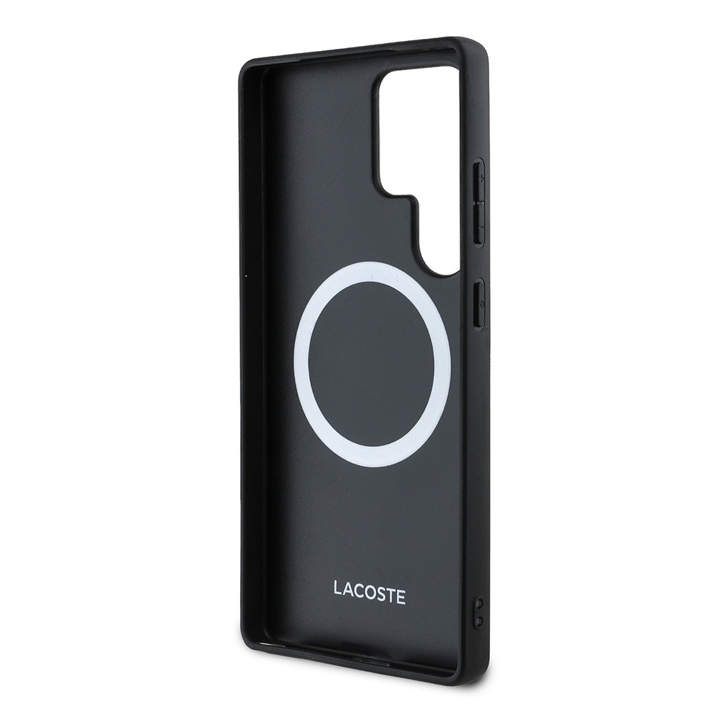 Galaxy S25 Ultra Kılıf Lacoste Orjinal Lisanslı PU Pike Desenli Arka Yüzey İkonik Timsah Dokuma Logolu Kapak