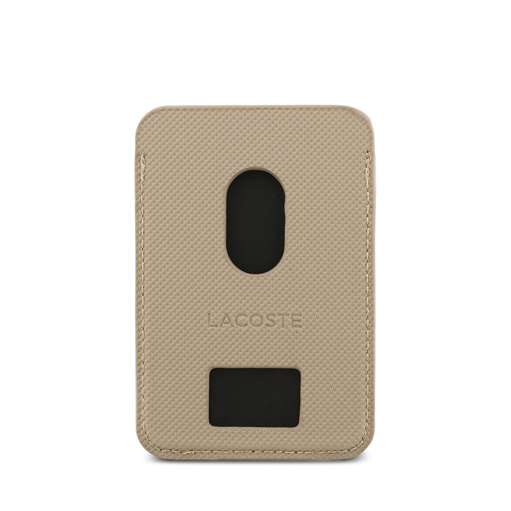 Apple iPhone 17 Air Kılıf Lacoste Orjinal Lisanslı M-safe Şarj Özellikli PU Pike Desenli Metal Logolu Kartlıklı Kapak