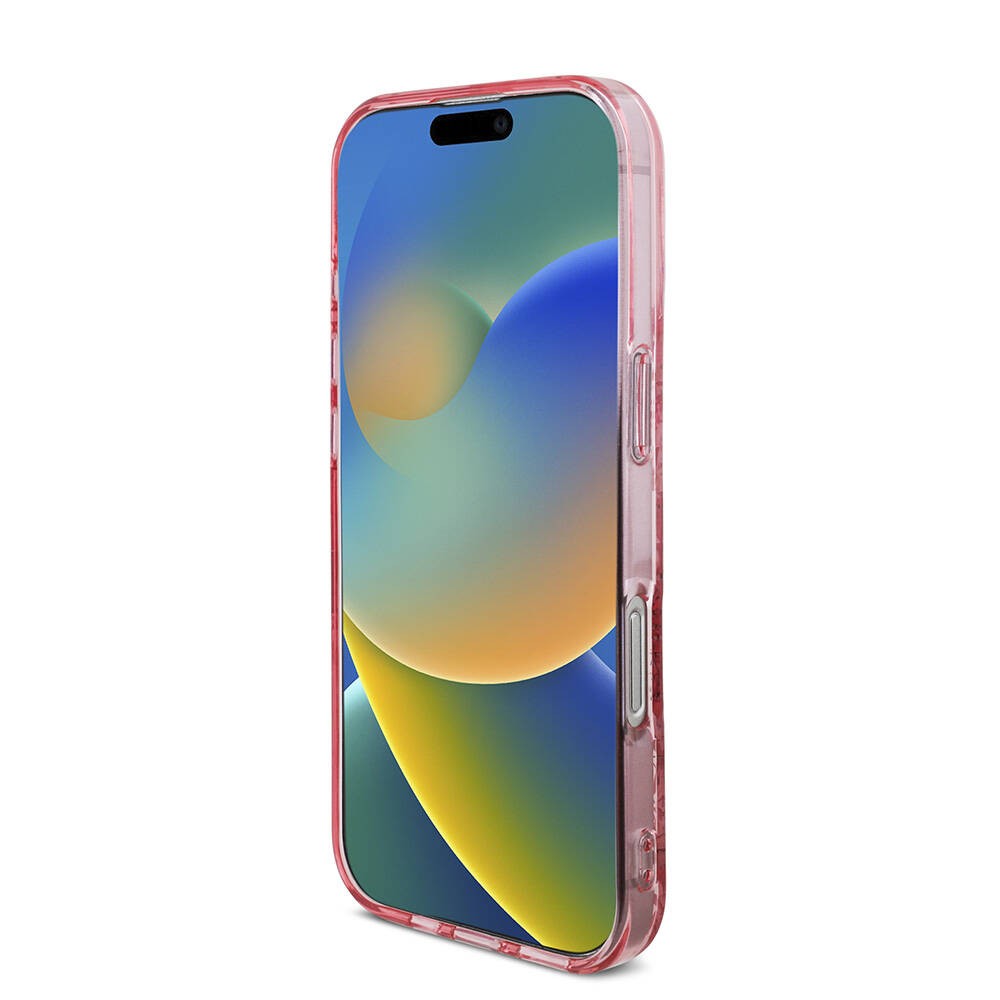 Apple iPhone 16 Pro Max Kılıf Guess Orjinal Lisanslı M-safe Şarj Özellikli IML Baskılı Çiçek İnci Bileklikli Kapak