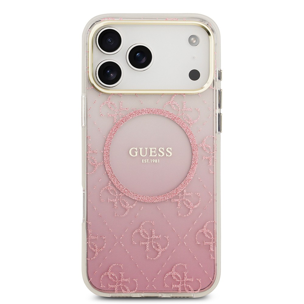 Apple iPhone 17 Pro Max Kılıf Guess Orjinal Lisanslı M-safe Şarj Özellikli 4G Desenli Simli Silikon Kapak