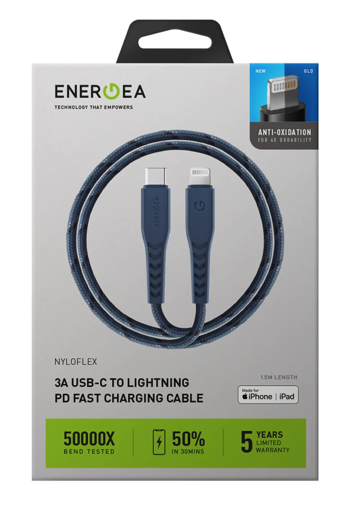 Energea C94 NyloFlex 1.5M 100W Type-C to Lightning PD Hızlı Şarj Kablo