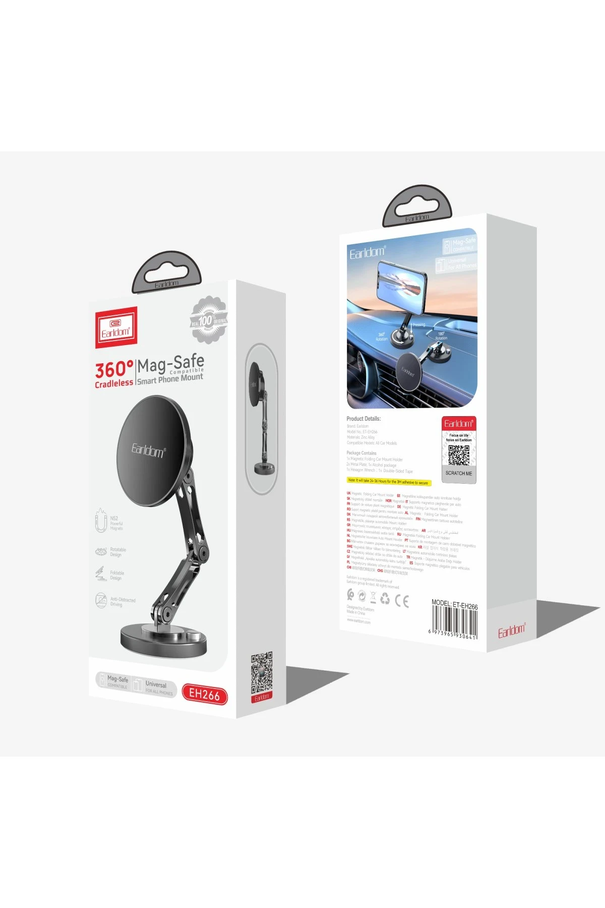 Earldom EH266 360 Derece Ayarlanabilir Yapışkanlı Mıknatıslı Magsafe Araç Tutucu
