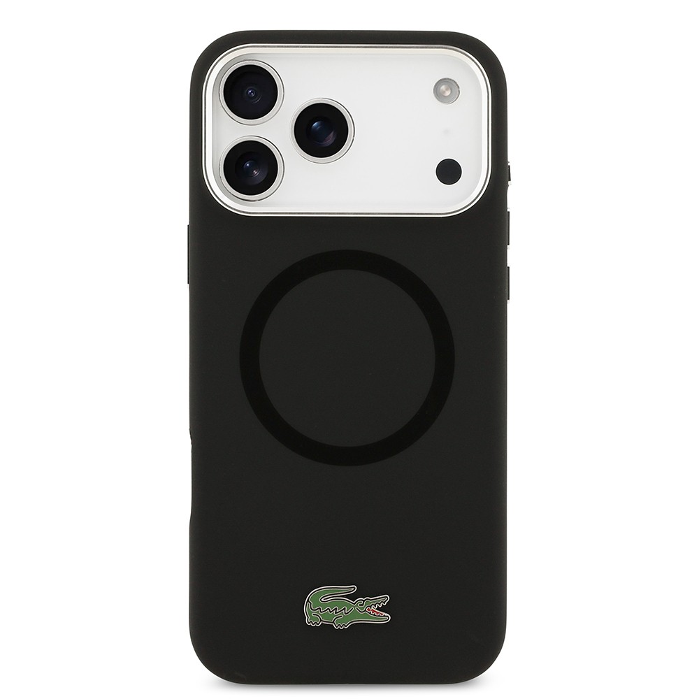 Apple iPhone 17 Pro Max Kılıf Lacoste Orjinal Lisanslı M-safe Şarj Özellikli İkonik Logolu Metal Kamera Çerçeveli Silikon Kapak