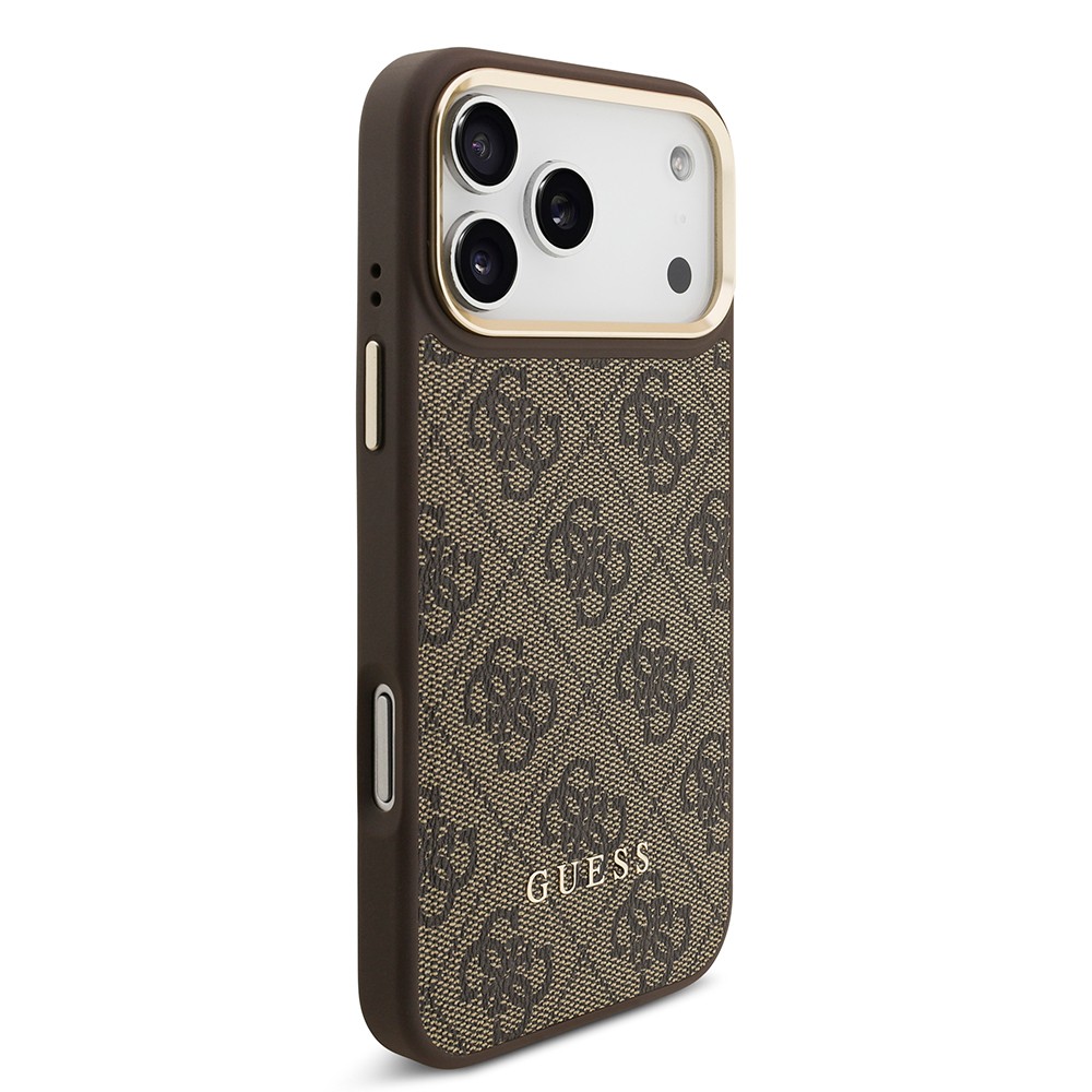 Apple iPhone 17 Pro Max Kılıf Guess Orjinal Lisanslı M-safe Şarj Özellikli 4G Metal Büyük Logolu Kartlıklı Kapak