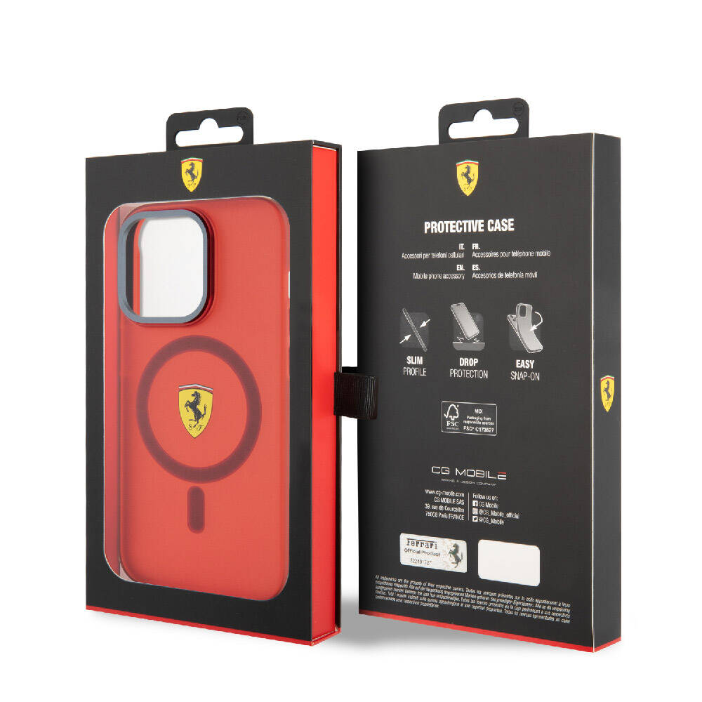 Apple iPhone 15 Pro Max Kılıf Ferrari Orjinal Lisanslı M-safe Şarj Özellikli Kontrast Bumper Kapak