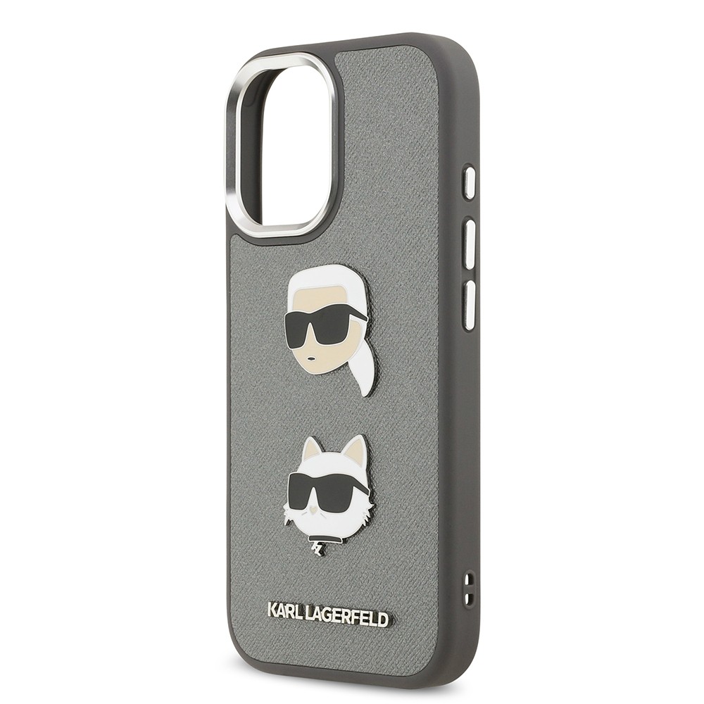 Apple iPhone 17 Kılıf Karl Lagerfeld Orjinal Lisanslı Metal Logolu K&C Heads Pin Kapak