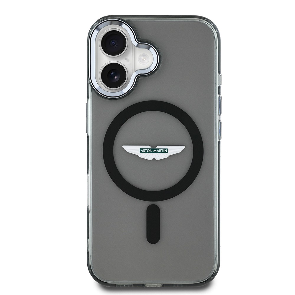Apple iPhone 16 Kılıf Aston Martin Orjinal Lisanslı M-safe Şarj Özellikli IML Baskı Logolu Buzlu Kapak