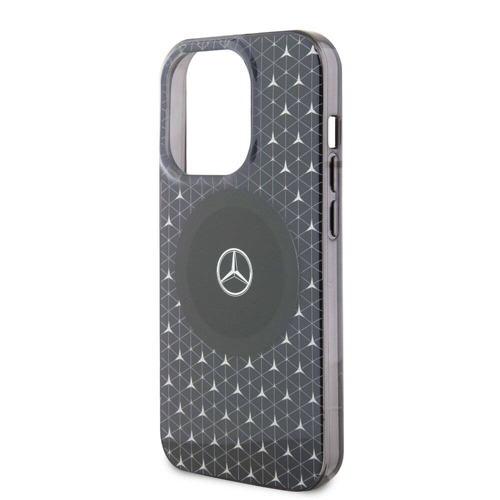 Apple iPhone 15 Pro Max Kılıf Mercedes Benz Orjinal Lisanslı M-safe Şarj Özellikli Çift Katmanlı Mini Yıldız Desenli Kapak