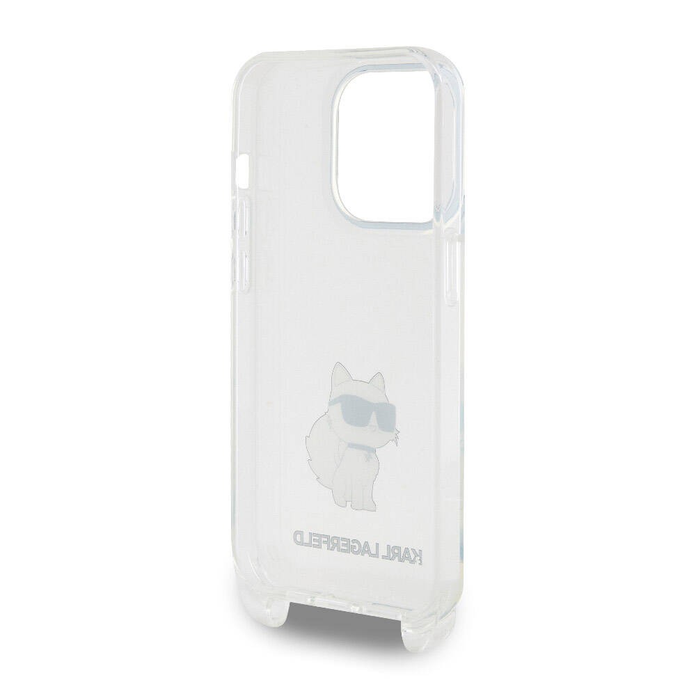 Apple iPhone 15 Pro Kılıf Karl Lagerfeld Orjinal Lisanslı Boyun Askılı Choupette İkonik Crossbody Kapak