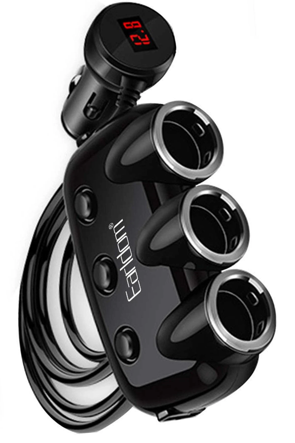 Earldom CS1 120W Dijital Voltaj Göstergeli 3 Adet Çakmaklık ve 2 Adet USB Çıkışlı PD Hızlı Araç Şarj
