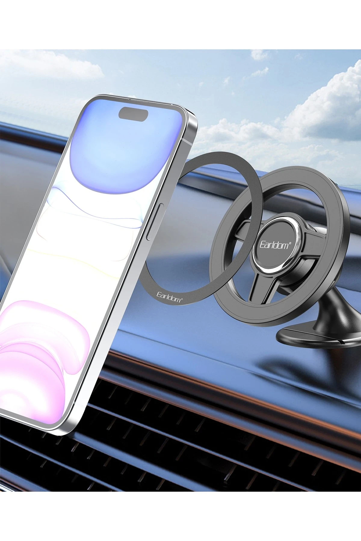 Earldom EH252 Ayarlanabilir Yapışkanlı Manyetik Magsafe Araç Tutucu