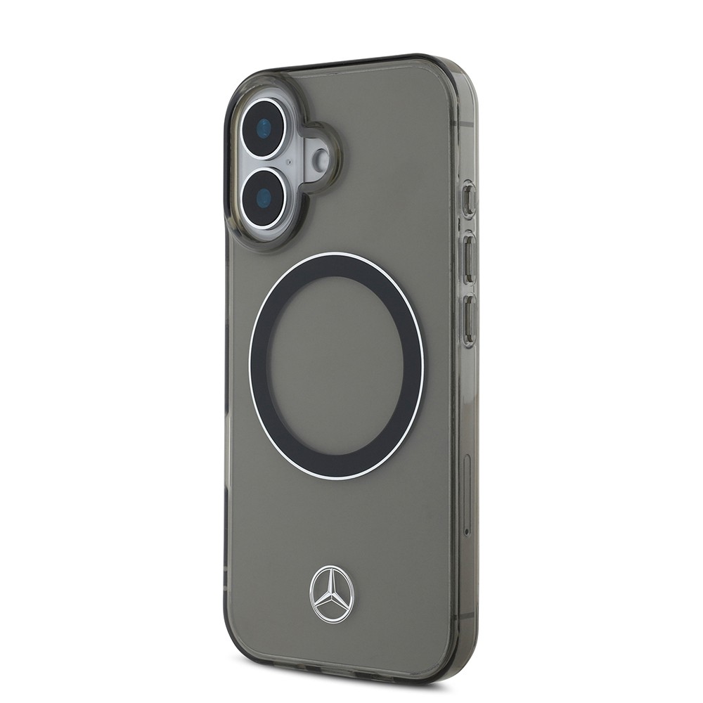 Apple iPhone 16 Kılıf Mercedes Benz Orjinal Lisanslı M-safe Şarj Özellikli Saydam Yüzey Silver Ring Kapak